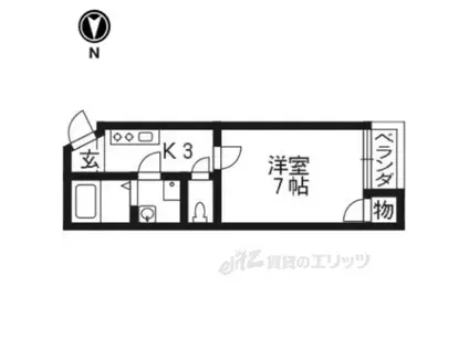 アルカス七条大宮(1K/2階)の間取り写真