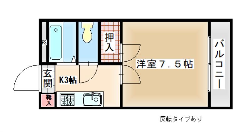 モナークマンション甲府II(1K/2階)の間取り写真