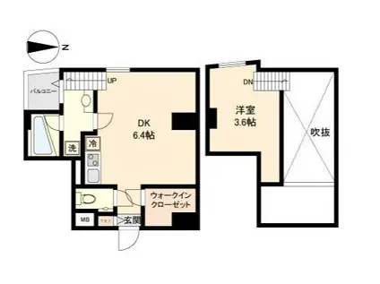 パークフラッツ永福町(1DK/4階)の間取り写真