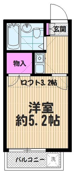 エルセリート川口前川(1K/1階)の間取り写真