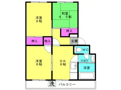 ル・シェルブルーはりま(3DK/4階)の間取り写真