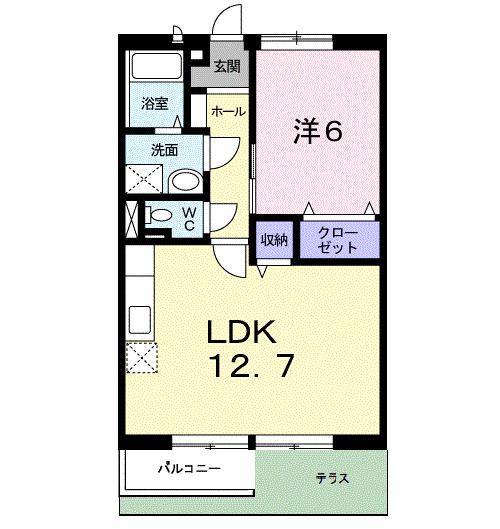 メゾングレースC(1LDK/1階)の間取り写真