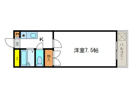 ブラザー河田(1K/2階)の間取り写真