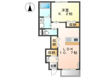 ラ・ファミーユ(1LDK/1階)の間取り写真