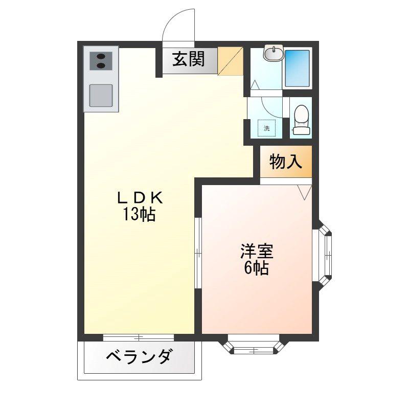 ファミール若木(1LDK/2階)の間取り写真