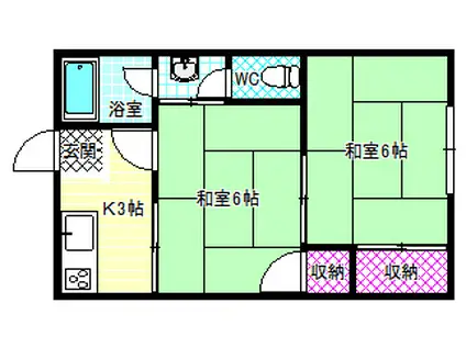 祐村第二第三文化(2K/2階)の間取り写真
