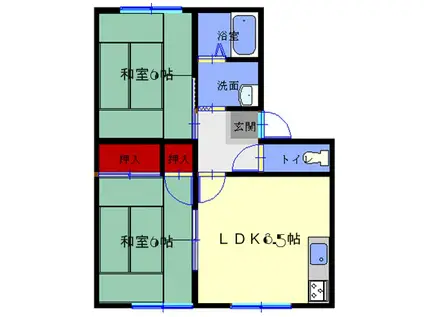 フレグランス方III(2LDK/2階)の間取り写真
