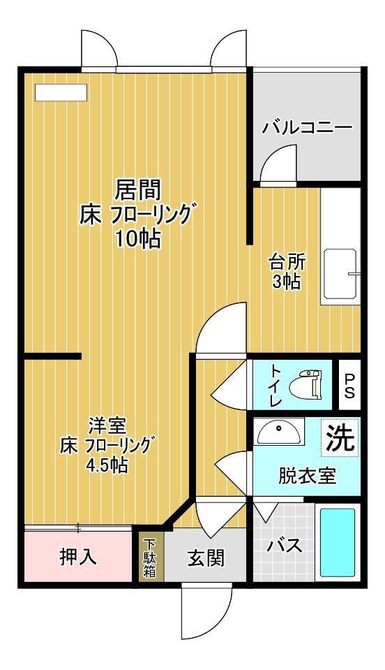 ハイツあしたば(1LDK/2階)の間取り写真