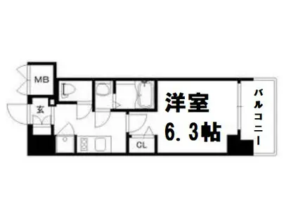 ファーストフィオーレ難波南パークサイド(1K/2階)の間取り写真