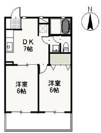 エトワール平野(2DK/1階)の間取り写真