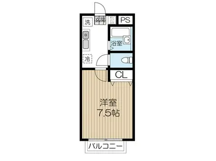 サンライズ旭ヶ丘(1K/2階)の間取り写真