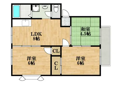 サンライズ曽根西ハイツ(3DK/2階)の間取り写真