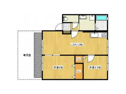 ハイム東山1(2LDK/1階)の間取り写真