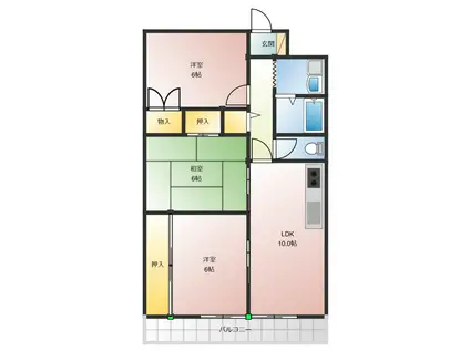 フェニックス壱番館(3LDK/1階)の間取り写真