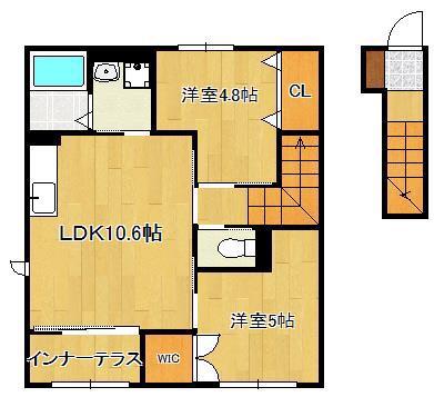 フォルモーサヒルズ(2LDK/2階)の間取り写真
