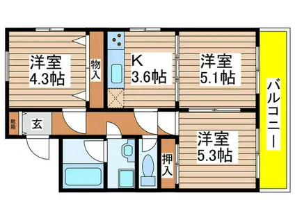 LA・MER21(3K/2階)の間取り写真