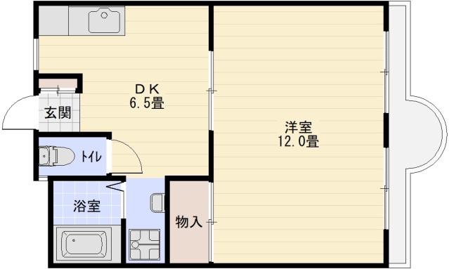 重尾マンション(1DK/3階)の間取り写真