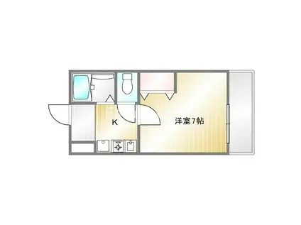 スクエアメゾン鈴蘭台(1K/2階)の間取り写真