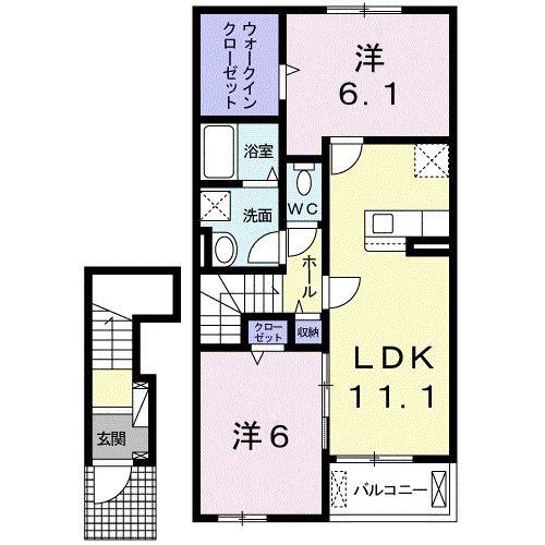 KEEP GOING(2LDK/2階)の間取り写真