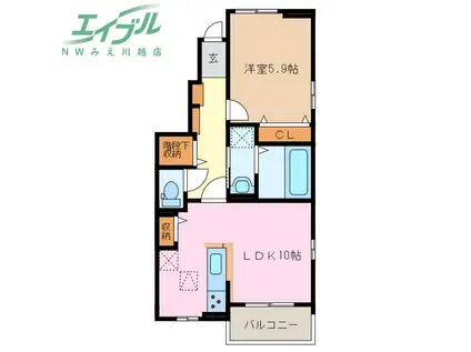 ウッドパークII B(1LDK/1階)の間取り写真