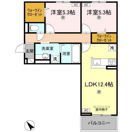 サンセール問屋町II(2LDK/3階)の間取り写真