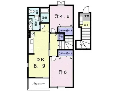 サウス・ソレイユA(2DK/2階)の間取り写真