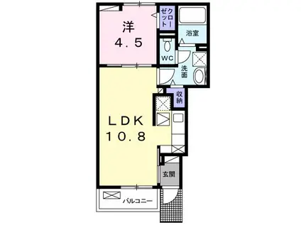 ベルコロレVII A(1LDK/1階)の間取り写真