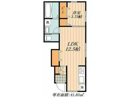 リーブルファイン加木屋町(1LDK/1階)の間取り写真