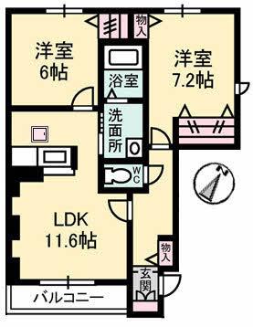 シャーメゾン シエクル(2LDK/1階)の間取り写真