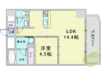 セレニテ梅田北PREMIUM(1LDK/7階)の間取り写真