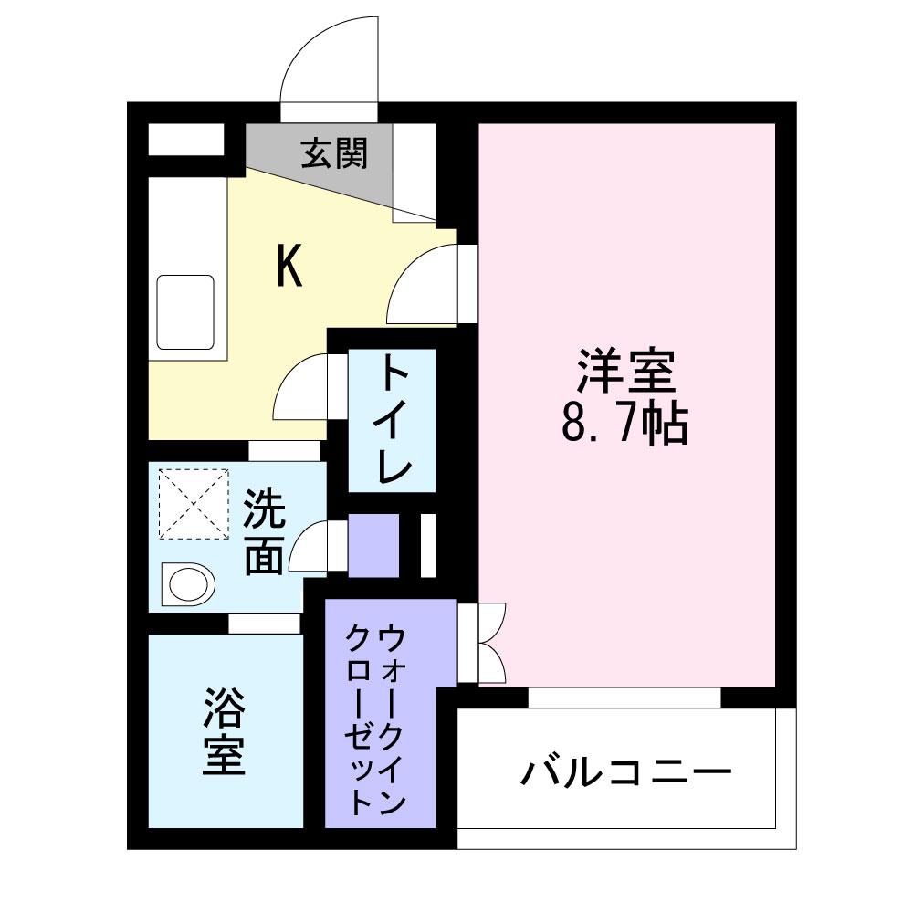 シュタットフルスI(1K/4階)の間取り写真