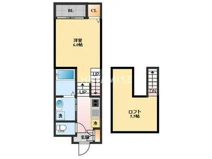 オリーブ平山(1SK/1階)の間取り写真
