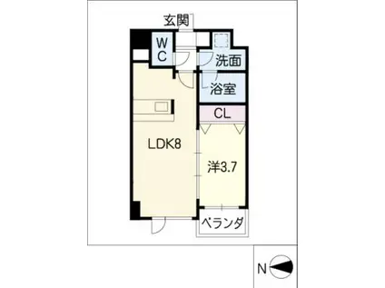グランプリエ名城(1LDK/2階)の間取り写真