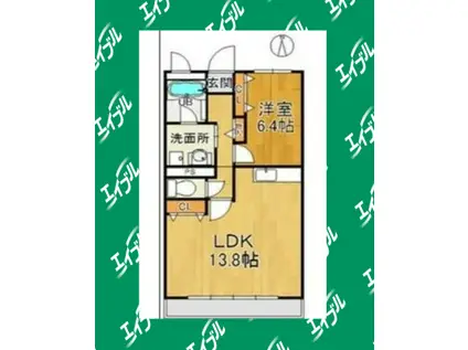 コーポニュー中川(1LDK/3階)の間取り写真