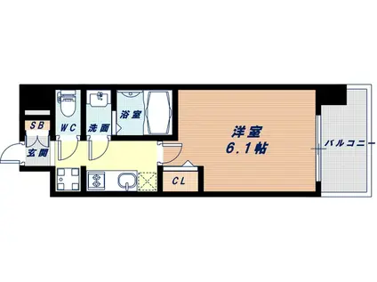 プレサンス京町堀ノース(1K/4階)の間取り写真