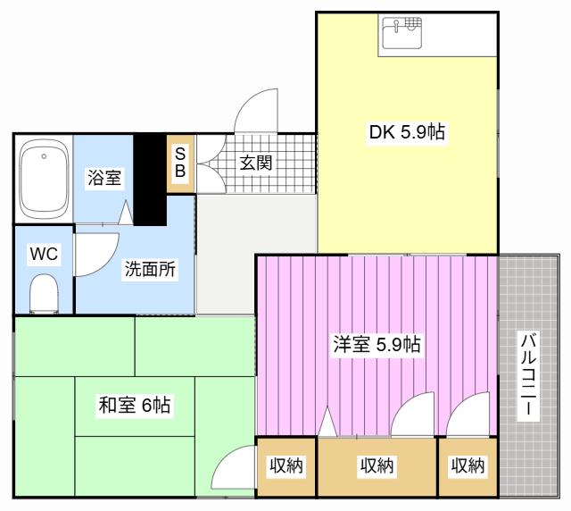 サンライズ佐倉A(2DK/2階)の間取り写真