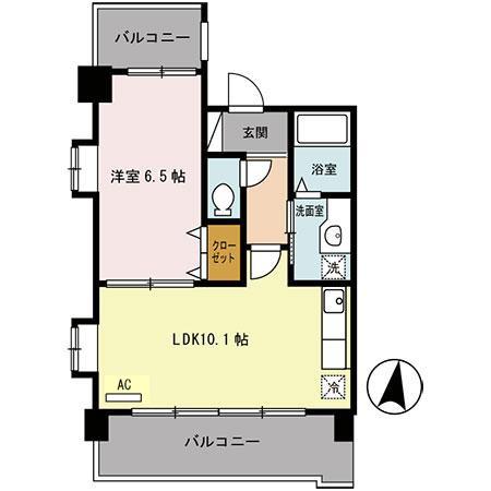 ラディウス武庫之荘(1LDK/2階)の間取り写真