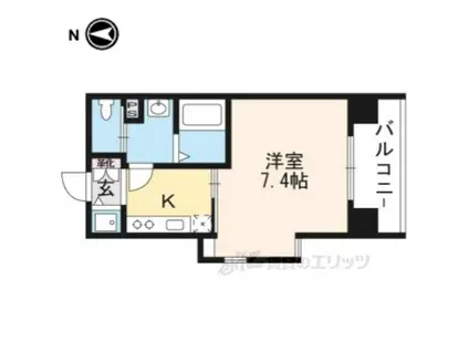 アクアプレイス京都洛南Ⅲ(1K/6階)の間取り写真