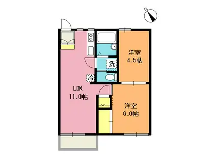 サンハイツ坂井(2LDK/2階)の間取り写真