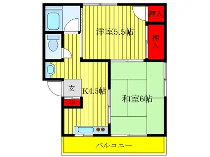 キャッスル安斉(1LDK/1階)の間取り写真