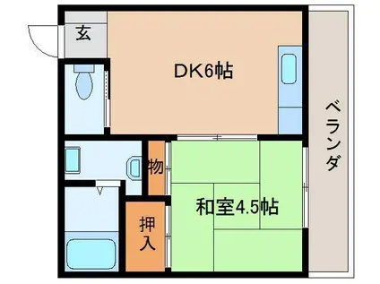 日枝ビル(1DK/2階)の間取り写真