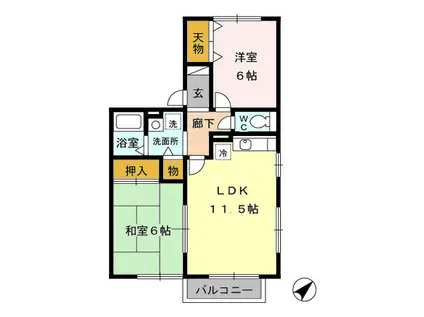 グリーンパーク白幡 A(2LDK/1階)の間取り写真