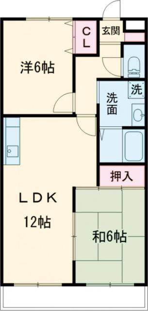 グリーンロード草間(2LDK/2階)の間取り写真