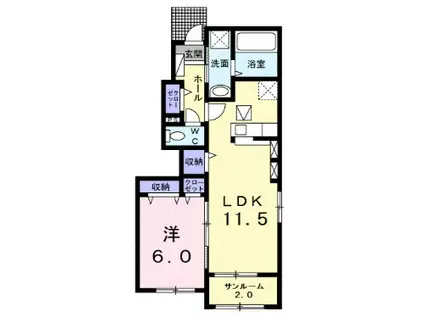 メゾン・ラ・ボヌールXVI(1LDK/1階)の間取り写真