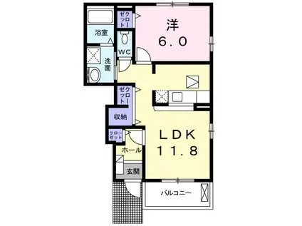 ラフィーネC(1LDK/1階)の間取り写真