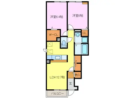 ランドマーク88 C棟(2LDK/1階)の間取り写真