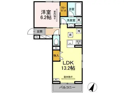 ビラフランカ(1LDK/1階)の間取り写真