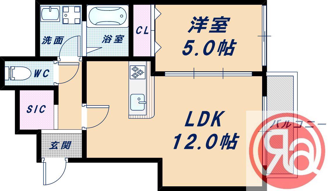ハウスモメゾン大浜 A(1LDK/2階)の間取り写真