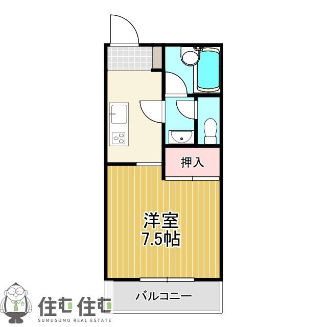 オリエンタルヒルズ(1K/2階)の間取り写真