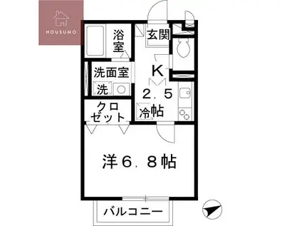 ルピナスC棟(1K/1階)の間取り写真